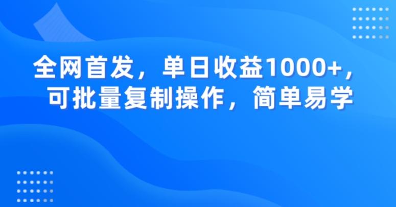 全网首发，单日收益1000+，可批量复制操作，简单易学【揭秘】-瀚宇网创