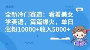 全新冷门赛道：看着美女学英语，篇篇爆火，单日涨粉10000+收入5000+-瀚宇网创