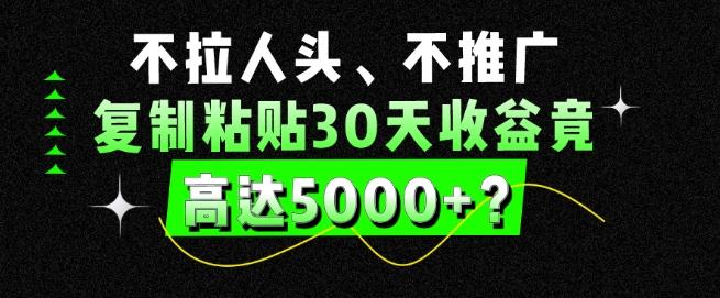 不拉人头、不推广，复制粘贴30天收益竟高达5000+？-瀚宇网创
