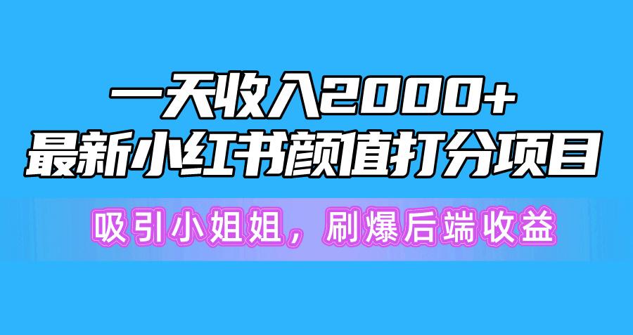 一天收入2000+,最新小红书颜值打分项目,吸引小姐姐,刷爆后端收益-瀚宇网创