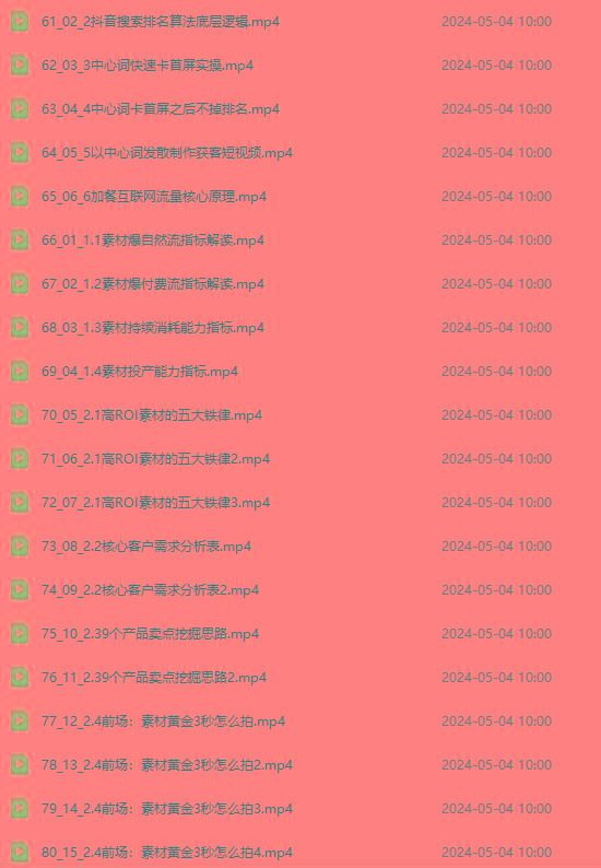 图片[4]-2024单品正价起号，直播素材投流选品：选品课+投流课+素材课+卡首屏/100节-瀚宇网创