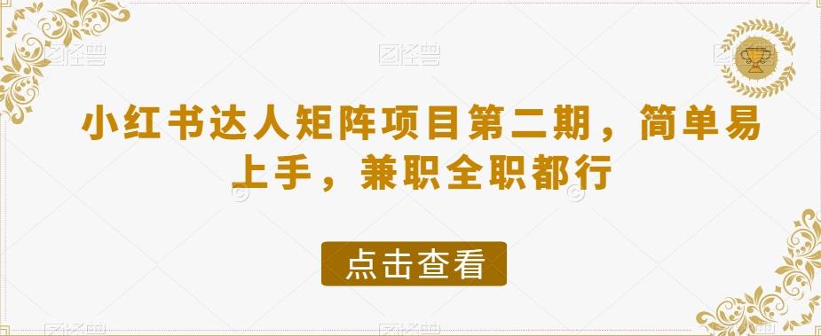 小红书达人矩阵项目第二期，简单易上手，兼职全职都行-瀚宇网创