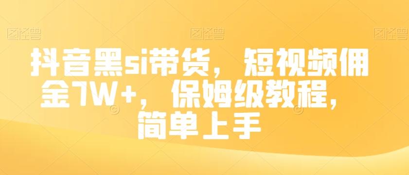 抖音黑si带货，短视频佣金7W+，保姆级教程，简单上手【揭秘】-瀚宇网创