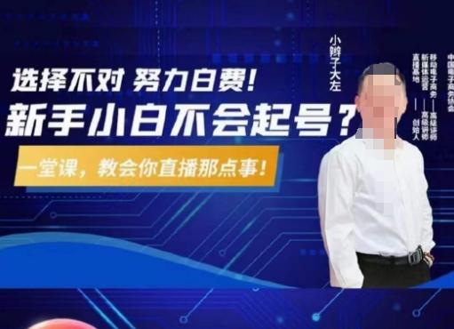 大左教您从0到1做直播带货,选择不对,努力白费,5小时课程搞定那点事,解决你起号问题-瀚宇网创