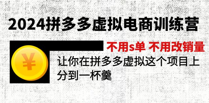 2024拼多多虚拟电商训练营 不s单 不改销量  做虚拟项目分一杯羹(更新10节-瀚宇网创