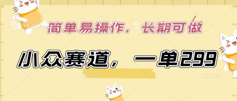 小众赛道，一单299.简单易操作，长期可做【揭秘】-瀚宇网创