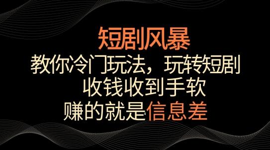 短剧风暴，教你冷门玩法，玩转短剧，收钱收到手软【揭秘】-瀚宇网创