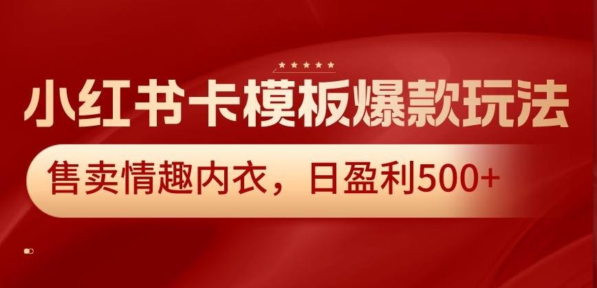 小红书卡模板爆款玩法，售卖情趣内衣，日盈利500+【揭秘】-瀚宇网创