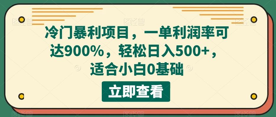 冷门暴利项目,一单利润率可达900%,轻松日入500+,适合小白0基础-瀚宇网创