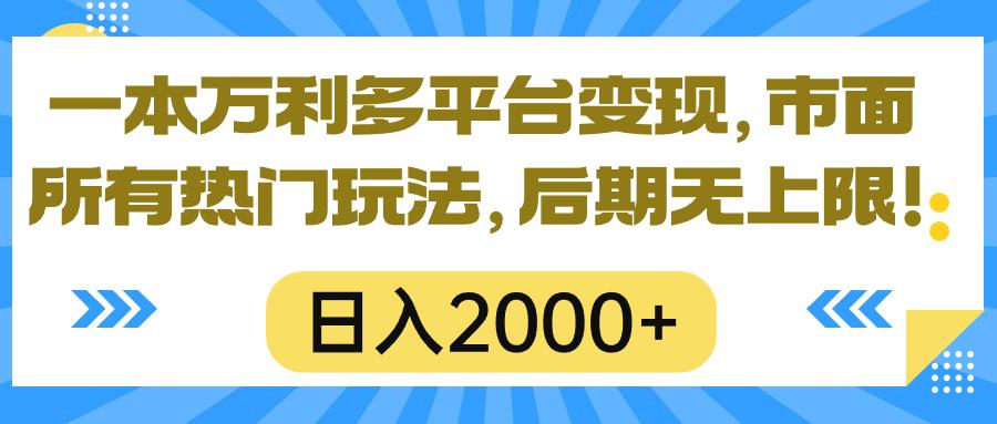 一本万利多平台变现，市面所有热门玩法，日入2000+，后期无上限！-瀚宇网创