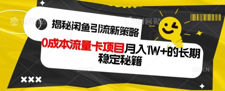 揭秘闲鱼引流新策略：0成本流量卡项目，月入1W+的长期稳定秘籍-瀚宇网创