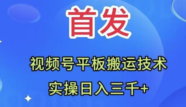 全网首发：视频号平板搬运技术，实操日入三千＋-瀚宇网创