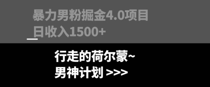 暴力男粉掘金4.0项目不违规不封号无脑复制单人操作日入1000+-瀚宇网创