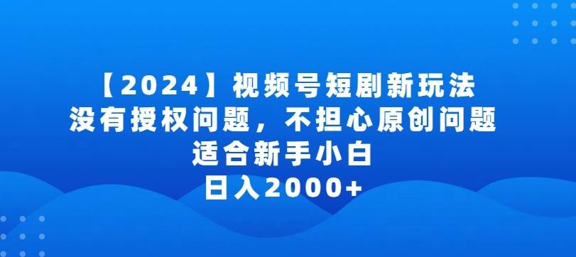 2024视频号短剧玩法，没有授权问题，不担心原创问题，适合新手小白，日入2000+【揭秘】-瀚宇网创