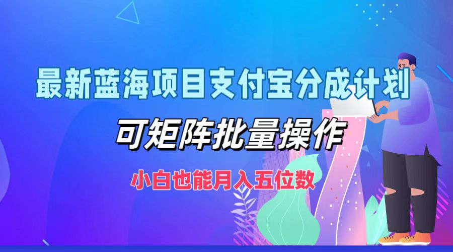 最新蓝海项目支付宝分成计划，可矩阵批量操作，小白也能月入五位数-瀚宇网创