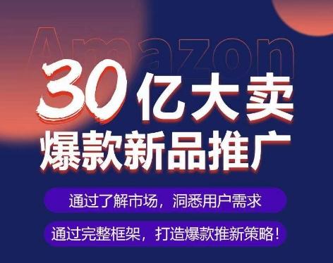 亚马逊·30亿大卖爆款新品推广，可复制、全程案例实操的爆款推新SOP-瀚宇网创