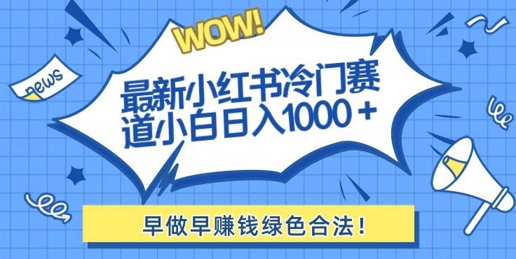 最新小红书冷门赛道日入1000+一部手机小白轻松-瀚宇网创