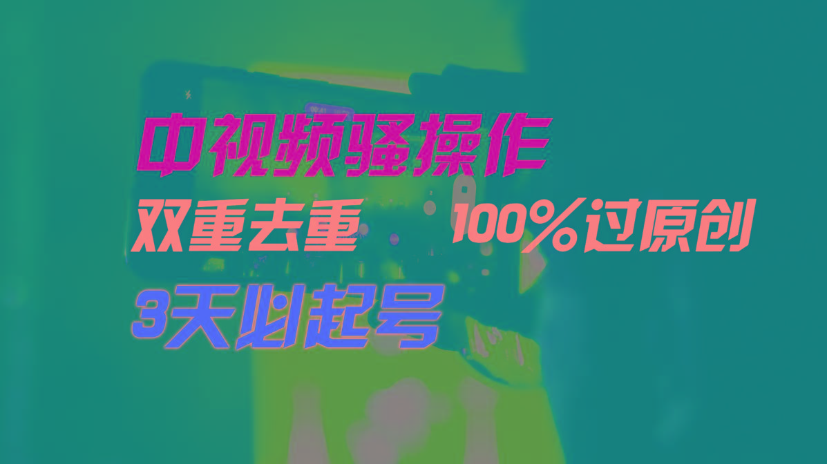 中视频骚操作，双重去重100%过原创，3天比必起号，简单无脑，月入3W+-瀚宇网创