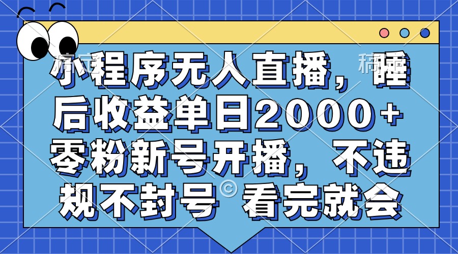 小程序无人直播,睡后收益单日2000+ 零粉新号开播,不违规不封号 看完就会-瀚宇网创