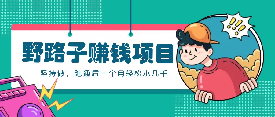 一个人就能操作的野路子赚钱项目,零成本零门槛坚持做,跑通后一个月小几千!-瀚宇网创