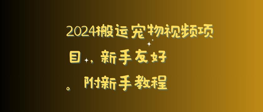 2024搬运宠物视频项目，新手友好，完美去重，附新手教程【揭秘】-瀚宇网创