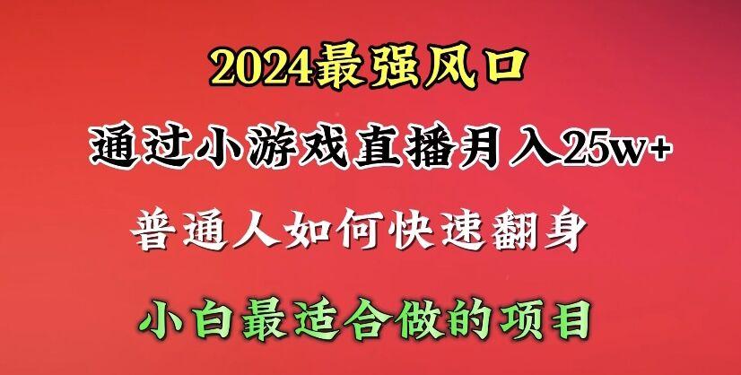 (10020期)2024年最强风口，通过小游戏直播月入25w+单日收益5000+小白最适合做的项目-瀚宇网创
