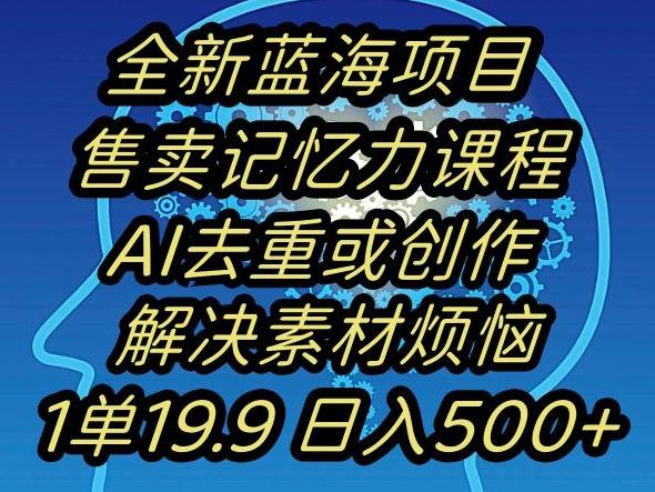 蓝海项目记忆力提升，AI去重，一单19.9日入500+【揭秘】-瀚宇网创