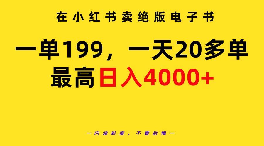 (9401期)在小红书卖绝版电子书，一单199 一天最多搞20多单，最高日入4000+教程+资料-瀚宇网创