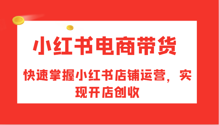 小红书电商带货，快速掌握小红书店铺运营，实现开店创收-瀚宇网创