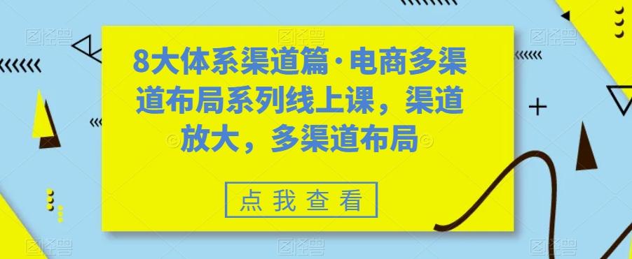 8大体系渠道篇·电商多渠道布局系列线上课，渠道放大，多渠道布局-瀚宇网创