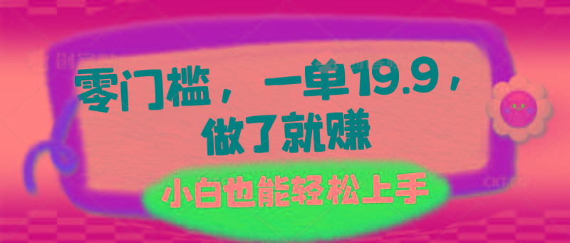 零门槛，一单19.9，做了就赚，小白也能轻松上手-瀚宇网创
