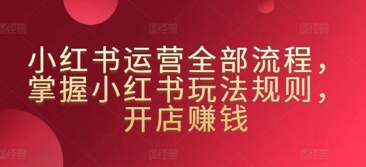 小红书运营全部流程,掌握小红书玩法规则,开店赚钱-瀚宇网创