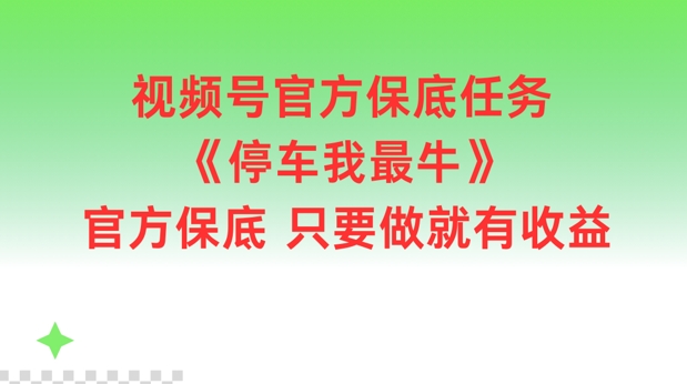 视频号官方保底任务,停车我最牛,官方保底只要做就有收益【揭秘】-瀚宇网创