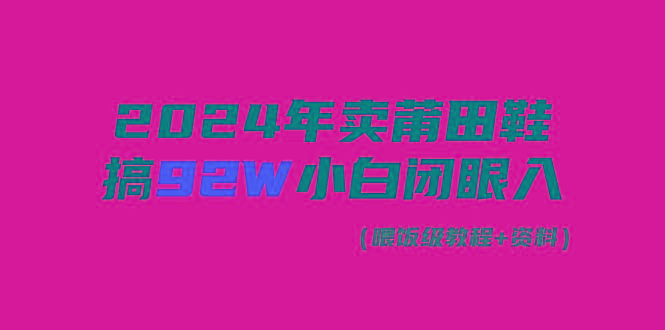 (9329期)2024年卖莆田鞋，搞了92W，小白闭眼操作！-瀚宇网创