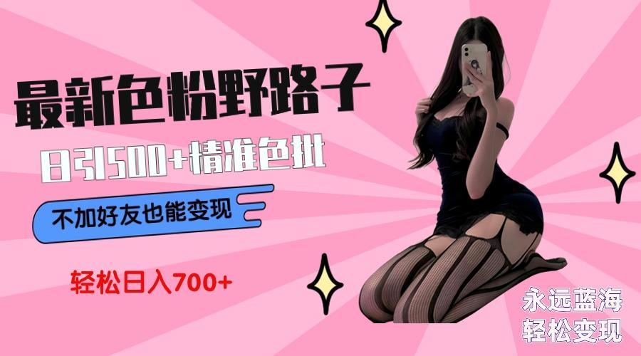 最新色粉变现野路子，日引500+老色批 可不加好友直接变现 小白轻松日入700+-瀚宇网创