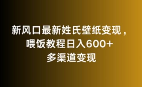新风口最新姓氏壁纸变现，喂饭教程日入600+【揭秘】-瀚宇网创