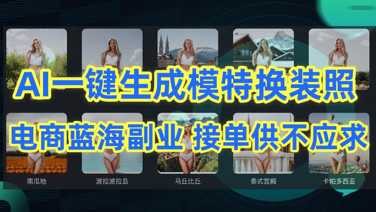 AI制作一键生成模特换装照,电商蓝海副业,接单供不应求-瀚宇网创