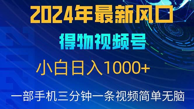 2024年5月最新蓝海项目，小白无脑操作，轻松上手，日入1000+-瀚宇网创