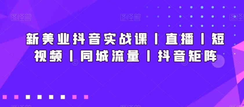 新美业抖音实战课丨直播丨短视频丨同城流量丨抖音矩阵-瀚宇网创