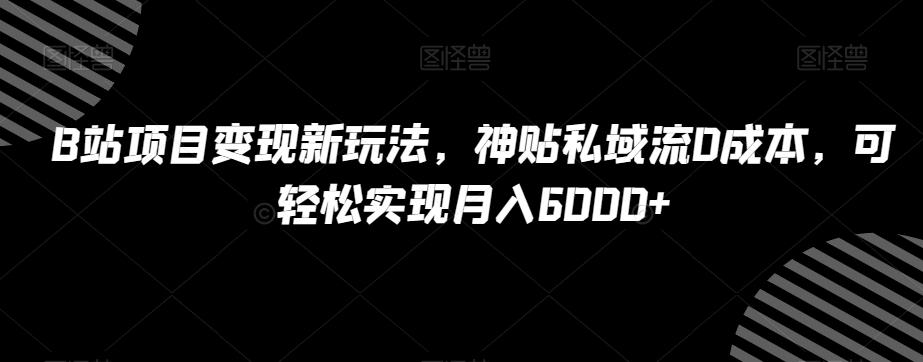 B站项目变现新玩法，神贴私域流0成本，可轻松实现月入6000+【揭秘】-瀚宇网创