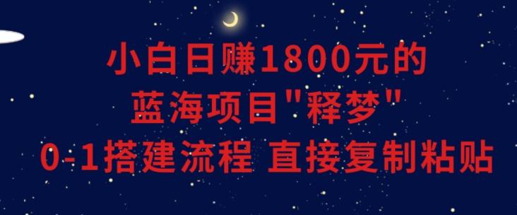 小白能日赚1800元的蓝海项目”释梦”0-1搭建流程可直接复制粘贴长期做【揭秘】-瀚宇网创
