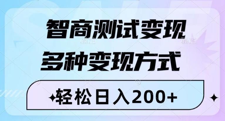 智商测试变现，轻松日入200+，几分钟一个视频，多种变现方式-瀚宇网创