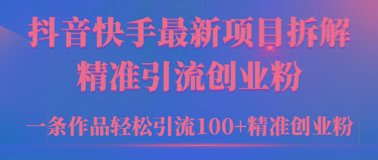 (9447期)2024年抖音快手最新项目拆解视频引流创业粉，一天轻松引流精准创业粉100+-瀚宇网创