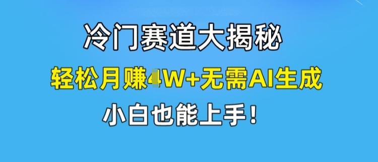 冷门赛道大揭秘，轻松月赚1W+无需AI生成，小白也能上手【揭秘】-瀚宇网创