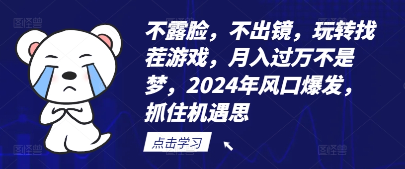 不露脸，不出镜，玩转找茬游戏，月入过万不是梦，2024年风口爆发，抓住机遇【揭秘】-瀚宇网创