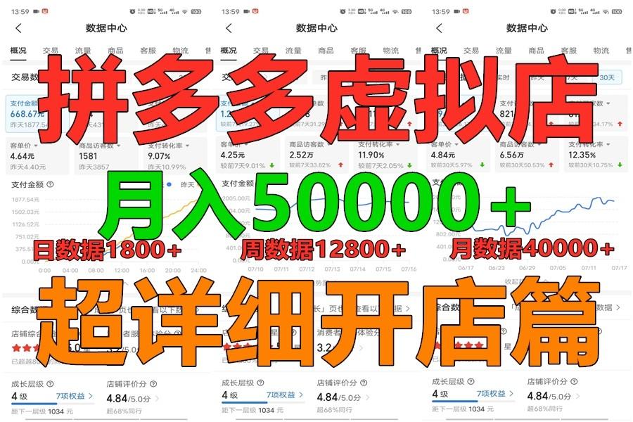 拼多多虚拟电商训练营月入40000+你也行，暴利稳定长久，副业首选-瀚宇网创