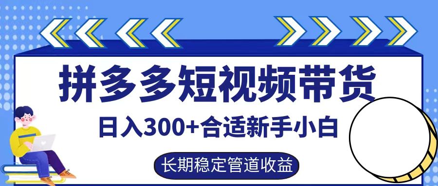 拼多多短视频带货日入300+，实操账户展示看就能学会-瀚宇网创