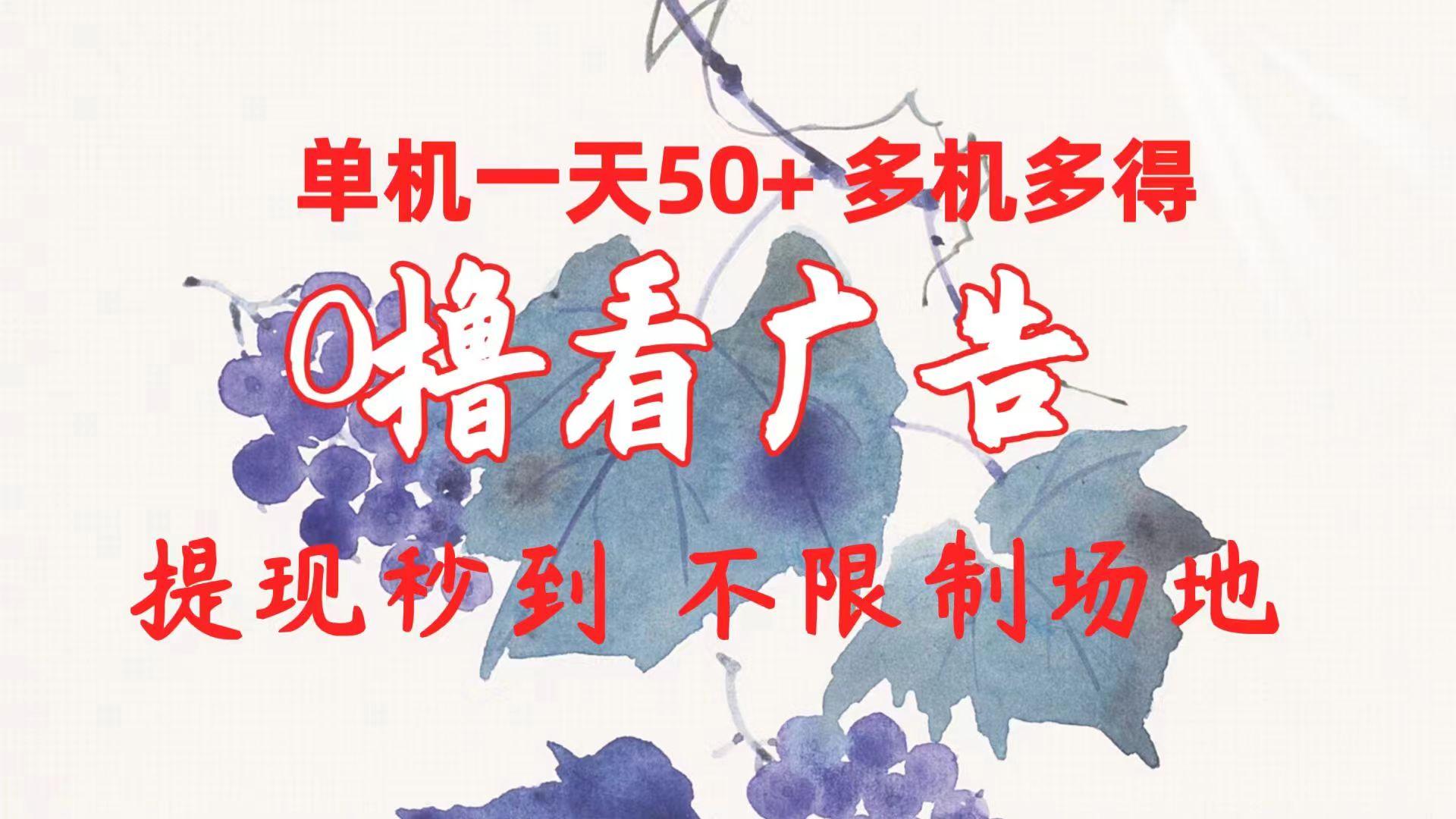 0撸看广告 单机一天50+多机多得 提现秒到 不限制场地操作-瀚宇网创