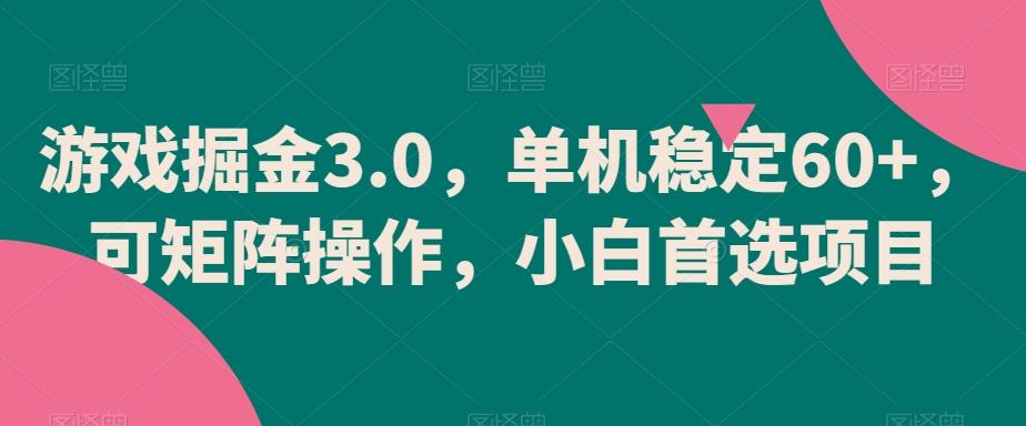 游戏掘金3.0，单机稳定60+，可矩阵操作，小白首选项目【揭秘】-瀚宇网创