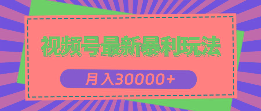 视频号最新暴利玩法,轻松月入30000+-瀚宇网创